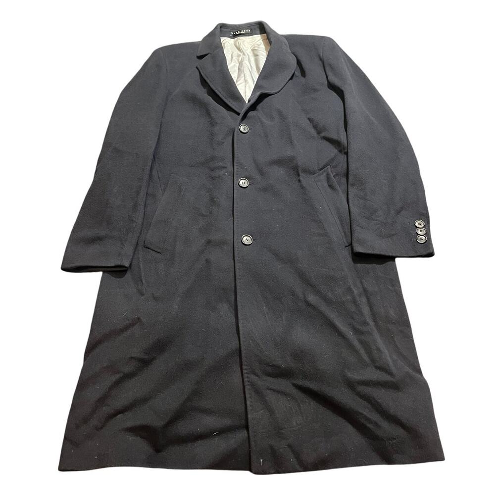 HUGO BOSS Mens Morgan navy Blue Virgin Wool Blend Overcoat Coat Size 42R